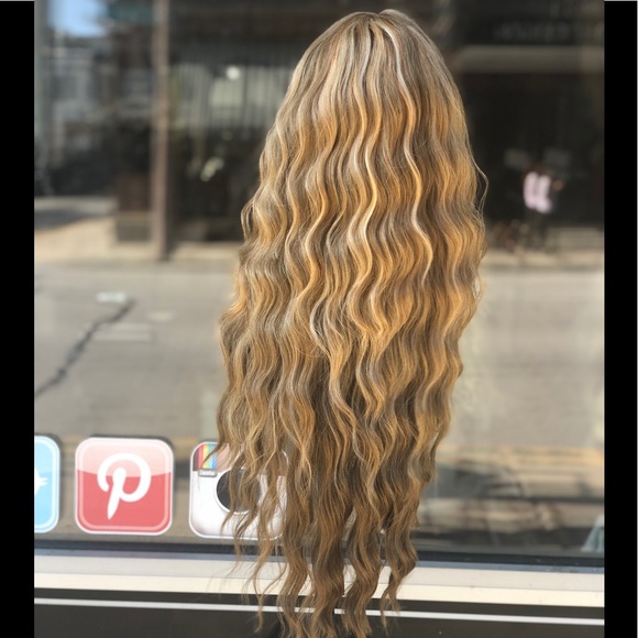 Blonde mix Beach waves Lacefront Wig 2029
